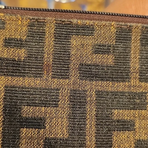 Fendi Zucca Card Holder Coin Pouch Zip Wallet Canvas Vintage - Picture 10 of 13